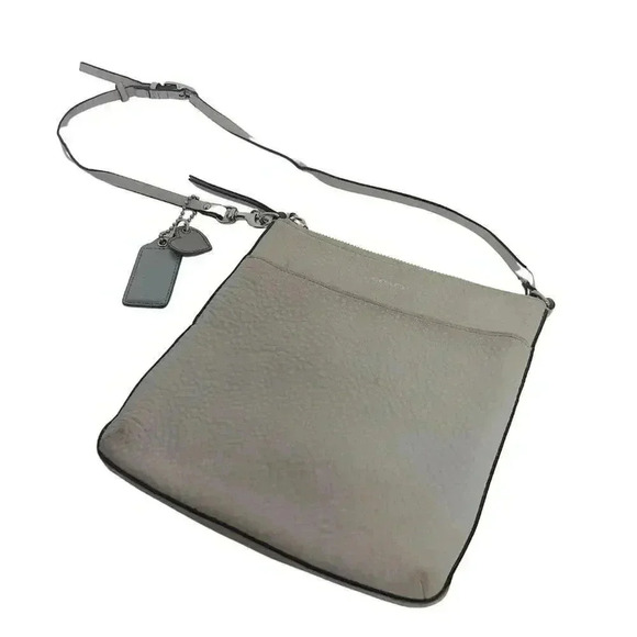Coach Handbags - Coach Grey Pebbled Leather Crossbody Bag